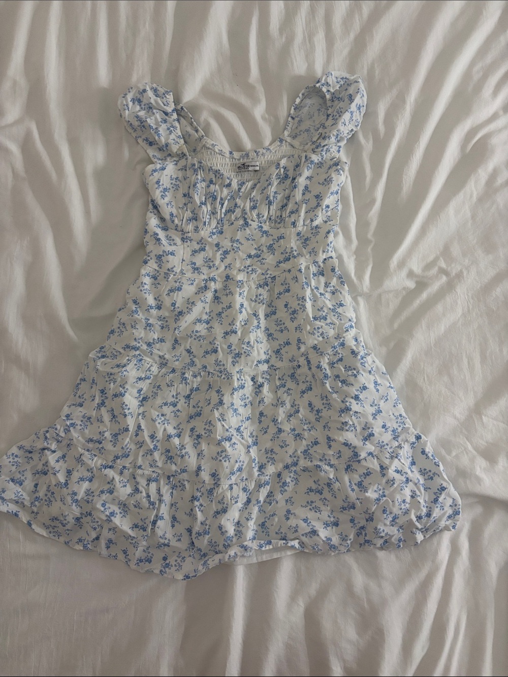 Hollister White and Light Blue Floral Sundress